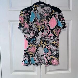 Jamie Sadock Women's Multi-Color Snake Skin Print zip up neck size medium